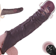 Load image into Gallery viewer, 10 Vibration Silicone Vibrating Penis Extender with Ball Stretcher