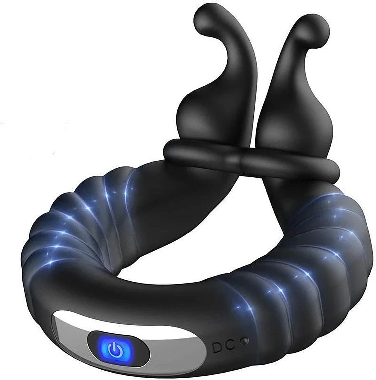 10 Frequency Vbration Longer Harder Vibrating Dual Penis Ring Dildo Stretchy Cock Ring