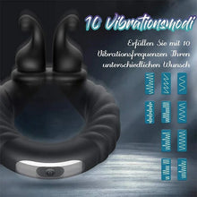 Load image into Gallery viewer, 10 Frequency Vbration Longer Harder Vibrating Dual Penis Ring Dildo Stretchy Cock Ring